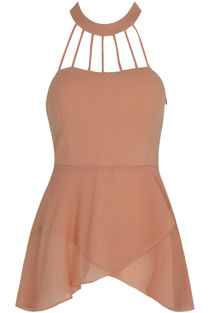 Pink Cross Over Front Cut Out Tops
