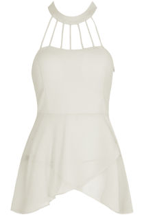 White Cross Over Front Cut Out Tops