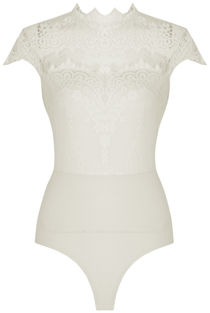 White Lace Crochet Netted Bodysuit