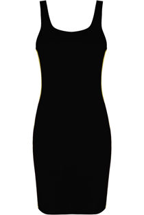 Black Scooped Ribbon Trim Midi