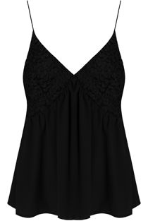 Black Petal Crochet Sleeveless Tops
