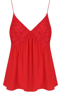 Red Petal Crochet Sleeveless Tops