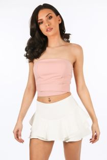Wrap Around Bandeau Crop Top In Pink