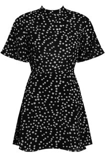 Black Polka Dot Back Zip Up Shift Dress