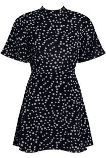 Navy Polka Dot Back Zip Up Shift Dress