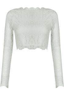 White lace Insert long sleeve top