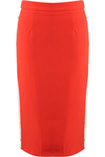 Red Side Snap Button Up Skirt