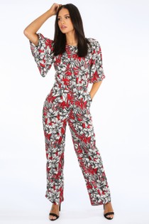 red open back jumpsuit