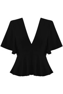 Black Tie Up Peplum Top
