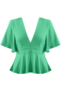Green Tie Up Peplum Top