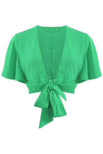 Green Tie Front Crop Top