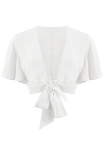 White Tie Front Crop Top