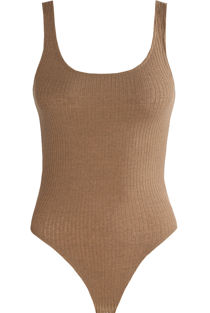 Taupe Lurex Tank Bodysuit