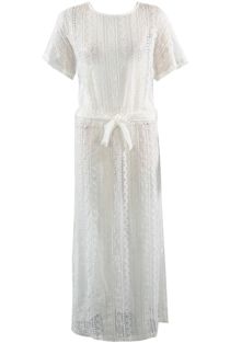 White Lace Mesh Overlay Dress