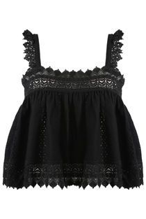 Black Broderie Anglaise Box Crop Top