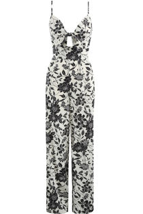 White Floral Tie Up Cami Jumpsuit