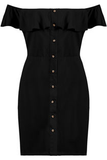 Black Frill Bardot Day Dress