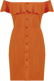 Orange Frill Bardot Day Dress