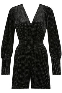 Black Crystals Velvet Tie Up Playsuit