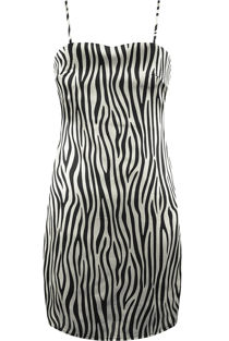 Black Satin Zebra Cami Dress