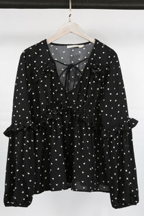 Black Heart Print Blouse
