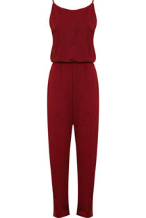 Burgundy Slit Leg Elasticated Jumpsuit