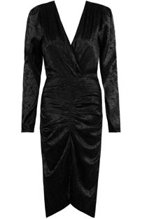 Black Embroidery Floral Print Wrap Dress