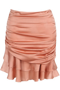 Rose Ruched Gathered Tier Mini Skirt