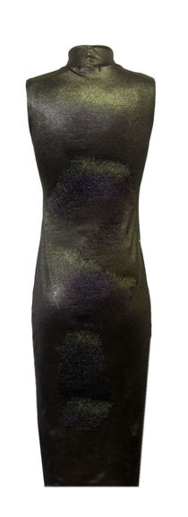 Gold Foil Sleeveless Turtle Neck Midi Dress