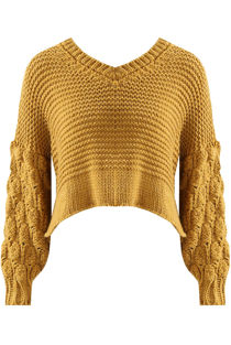 Mustard Chunky Cable Knit Cropped Jumper