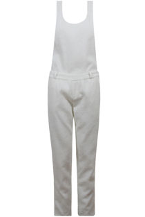 Cream Hook Up Side Zip Detail Muscle Back Dungaree