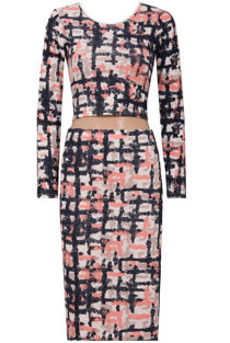 Multicolour Splash Print Tops & Skirt Set