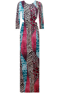 Pink Tropical Animal Print Side Cut Out Maxi Dress