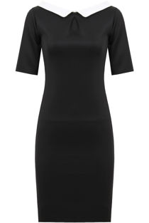 Black With Cream Peter Pan Collar Fitted Dress