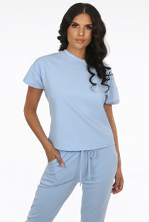 Sky Short Sleeves Round Neck Loungewear Set