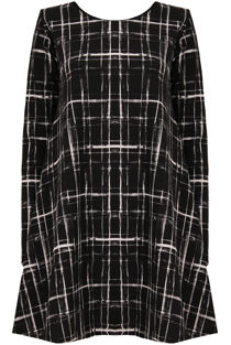 Black & Cream Tartan Print Swing Dress