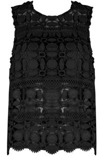 Black Crochet Mesh Insert Sleeveless Top