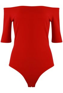 Red Off The Shoulder Bodysuits