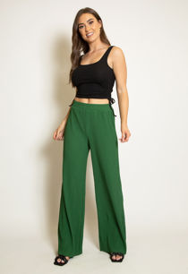 Green  Pleated Wide Leg Trouser-Copy