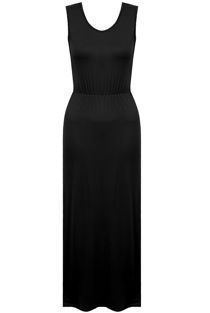 Black Elasticated Waist Maxi Dress