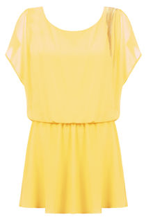 Yellow Front & Back Gold Chain Detail Mini Dress