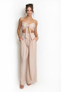 Tie Front Crop Top And Wide Leg Trouser
