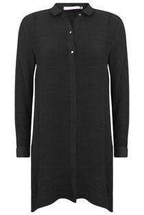 Black Casual Rolled Up Sleeve Shirt 