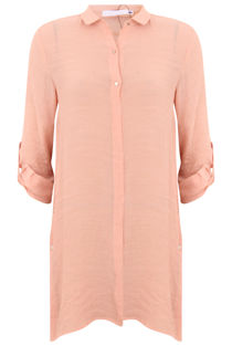Pink Casual Rolled Up Sleeve Shirt 