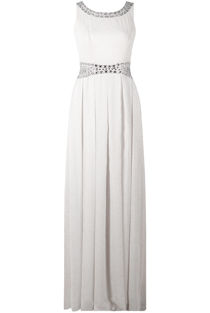White Stone Textured Back Tie Up Maxi Dress 