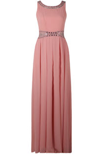Pink Stone Textured Back Tie Up Maxi Dress