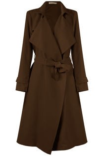Camel Double Breast Crossover Belted Overcoat