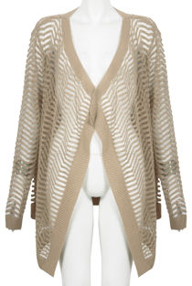 Beige Knitted Net Pattern Pullover