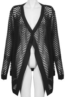 Black Knitted Net Pattern Pullover