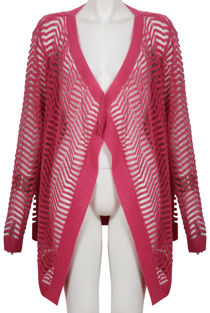 Fuchsia Knitted Net Pattern Pullover